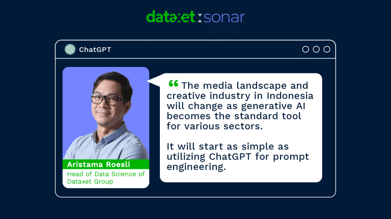 Aristama - "Lanskap media dan industri kreatif di Indonesia akan berubah karena generative AI menjadi alat (tool) standar untuk berbagai sektor. Ini akan dimulai dengan memanfaatkan ChatGPT untuk prompt engineering"